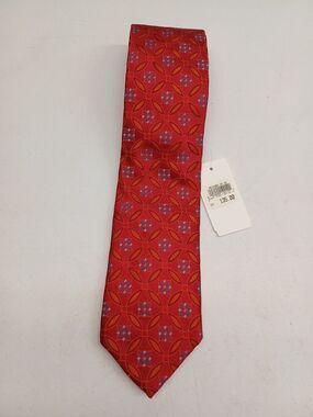 ROBERT TALBOTT Best of Class Mens Silk Necktie Tie USA Geometric Red NWT $135